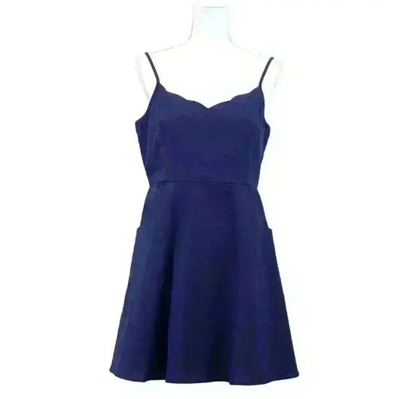 Market & Spruce "Truly Poppy" Navy Linen Mini Dress – Size Large - Picture 1 of 9